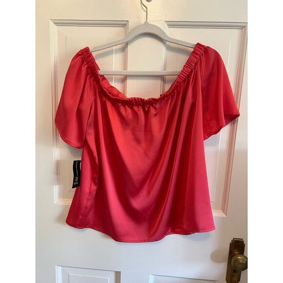 NWT International Concepts Satin Pink Oversized Blouse Top Women's S Holiday - Picture 2 of 8